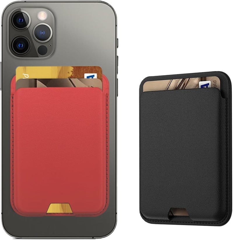 iLodn Magnetic Wallet Compatible with MagSafe for iPhone 17 16 15 14 13 12 Pro Max Air Plus Model, Mag 3 Safe Card Holder Stick on Accessories for Apple Cell Phone & Case, Midnight&Red - Image 1